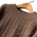 OEM asymmetric knitted fashion autumn winter women yak blend wool thick fancy pullover plain women sweater